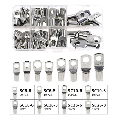 Zakończenia kablowe oczkowe, zestaw 60 sztuk, E6215