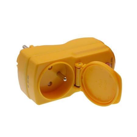 Przejściówka z wyłącznikiem różnicowoprądowym wtyk - gniazdo 230V 16A IP54