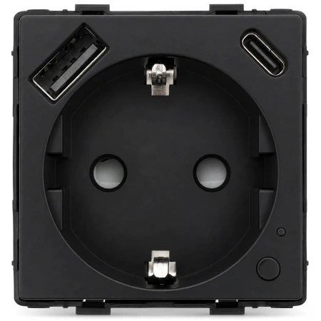 Gniazdko elektryczne Schuko z USB A+C 20W z watomierzem WiFi i Bluetooth czarne podtynkowe (moduł bez ramki) - TAWOIA Smart Home