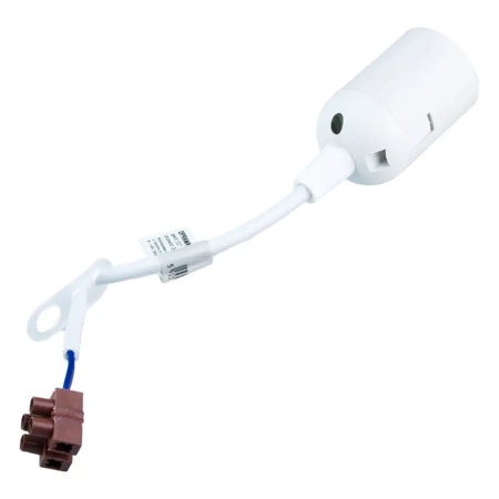 Oprawka budowlana E27 z kablem i kostką, biała, OPR001