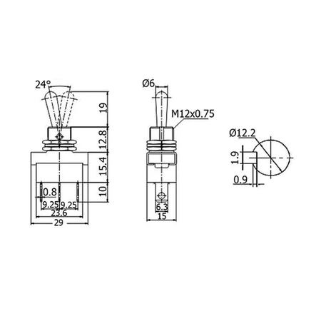 Przełącznik ON-ON KN3D-102 2-poz. pojedynczy SPDT 3P