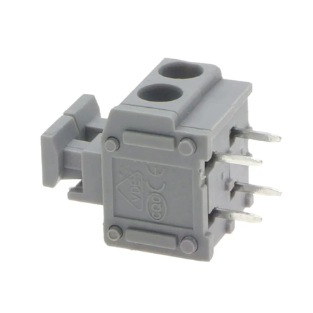 Złącze zatrzaskowe do druku, 2 pola, raster 5mm, wysokość 15,5mm, 250V / 10A, 1,5mm², PA66, Degson DG235
