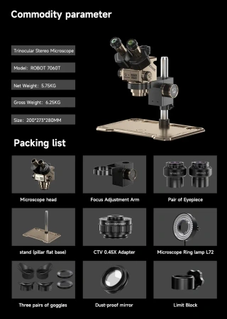 Mikroskop trzy-okularowy stereo ROBOT 7060T-TG Mechanic
