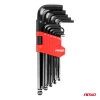 Zestaw kluczy imbusowych HEX z kulką - długie, czarne, CRV, 13 szt. AMIO-04304