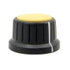 Gałka z kołnierzem do potencjometru na oś 6mm - 28x17mm - czarna, żółty znacznik - GC28