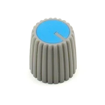 Gałka do potencjometru na oś 6mm - 15x15mm - szara, niebieski znacznik - GS15