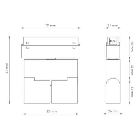 Reflektor szynowy magnetyczny liniowy podwójny regulowany 6W 480lm 4000K czarny M-LINE