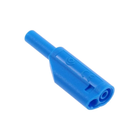 Wtyk bezpieczny 2mm z tuleją stałą i gniazdem 2mm, przykręcany, niebieski