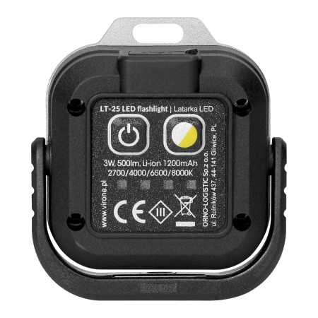Mini Latarka LED COB 500lm + światło czerwone - 1200mAh, Virone LT-25
