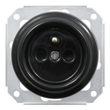 Gniazdo elektryczne ceramiczne okrągłe bez ramki, montaż podtynkowy, kolor czarny Ceramic Loft