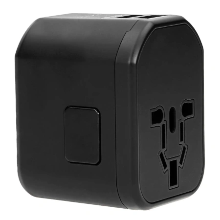 Adapter podróżny Virone TA6 Go World USB - Adapter turystyczny do gniazdek USA UK EU AUS 2×USB 2,4A czarny