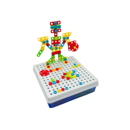 Zestaw konstrukcyjny: kreatywna mozaika w walizce z śrubami i wkrętarką 261 elementów