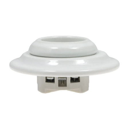 Gniazdo elektryczne ceramiczne okrągłe z ramką, montaż podtynkowy, kolor biały Ceramic Loft