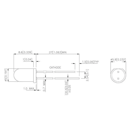 Dioda LED f5 żółta 2mcd 2mA, Kingbright L-53LYD