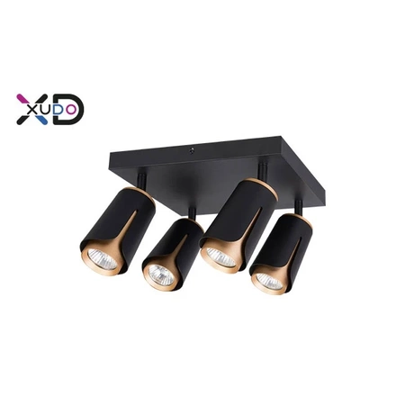 Kinkiet GU10 LED x4 czarny+złoty kwadrat, XUDO IK274B