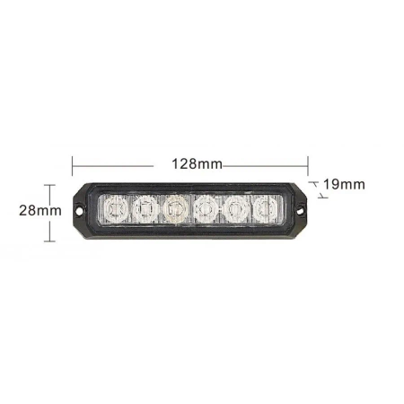 Lampa błyskowa LED do pojazdu, 6 LED, światło pomarańczowe, R65 R10, LW0032-ALR