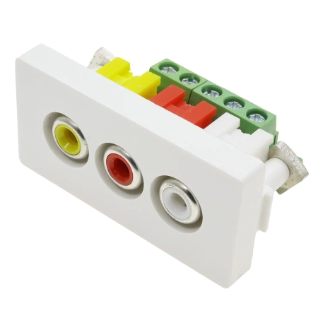 Moduł 1/2 - 3 gniazda RCA Audio&Video - biały - kompatybilny z ramkami Tawoia Glass