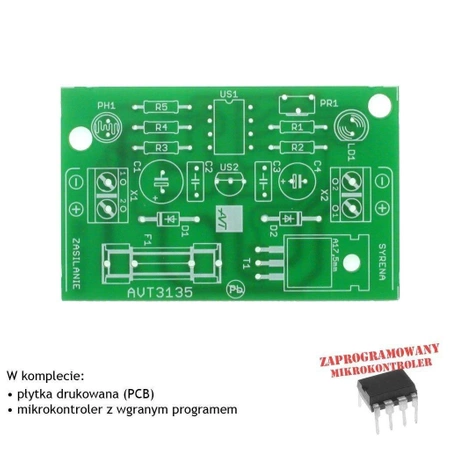 Mikroprocesorowy strach na ptaki, PCB i mikroprocesor do projektu AVT3135