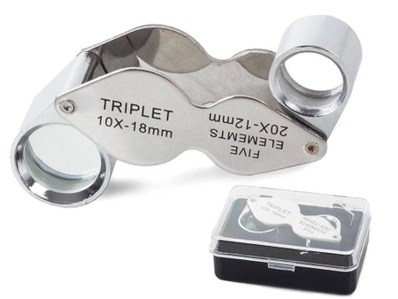 Składana lupa jubilerska kieszonkowa10x 20x stalowa
