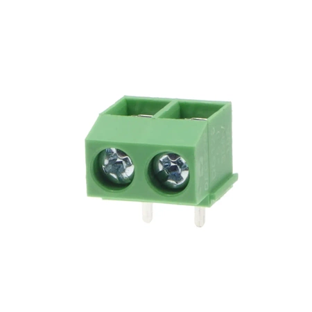 Złącze śrubowe do druku, 2 pola, raster 5mm, wysokość 10,2mm, wyprowadzenia kątowe, 300V / 10A, Degson DG126R