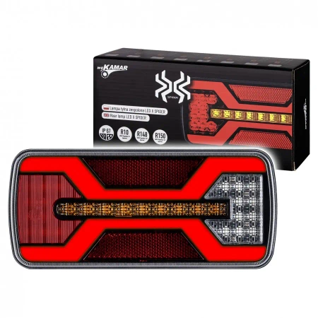 Lampa tylna LED do przyczepy, X-SPIDER 1, 4 funkcje: pozycyjne, kierunkowskaz, stop, odblask, 69 LED, IP67, L2426