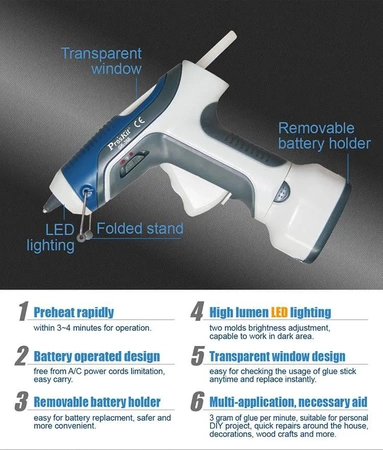 Pistolet do kleju na gorąco Proskit GK-368 bezprzewodowy, sztyfty 7mm