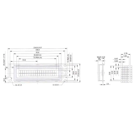 Wyświetlacz LCD alfanumeryczny 2x20 LCD-PC-2002A-DIW