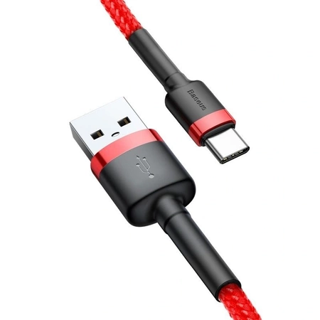 Kabel USB-A do USB-C 3m, szybkie ładowanie QC3.0 2A, nylonowy oplot, czerwony, Baseus