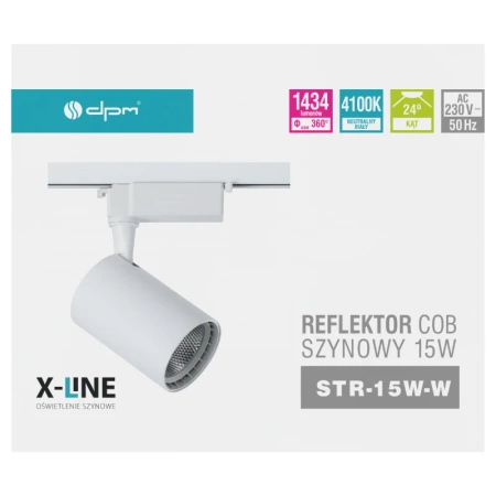 Reflektor szynowy LED 15W, 1434lm, 4100K, biały