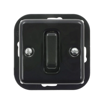 Włącznik światła schodowy ceramiczny, kwadratowy podtynkowy czarny Ceramic Loft