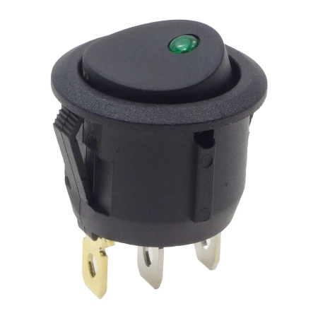Włącznik ON-OFF SMRS101-6LDG 10A 12V okrągły, zielona dioda 12V