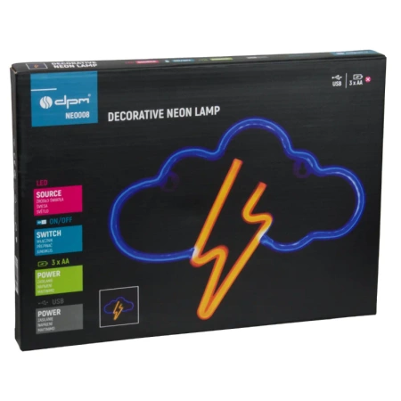 Neon LED "chmurka", dekoracja LED 29x23cm zasilanie z baterii lub USB