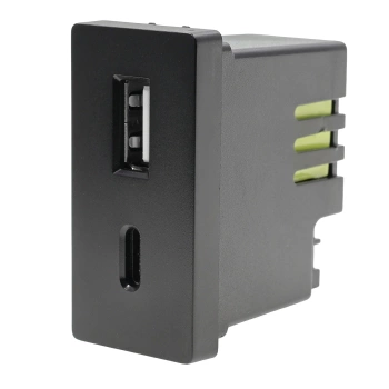 Moduł 1/2 - ładowarka USB 20W super fast USB A+C - czarny - kompatybilny z ramkami Tawoia Glass