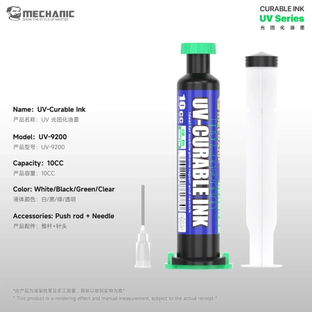 Soldermaska UV UV-9200, przezroczysta, do napraw PCB, 10 ml, Mechanic
