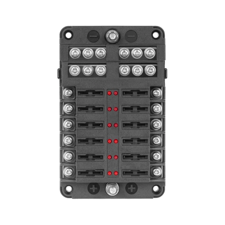 Skrzynka bezpieczników FB-12 z szyną ujemną i LED