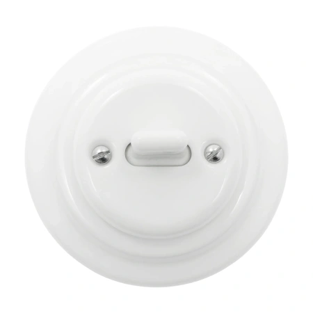 Włącznik pojedynczy dwubiegunowy dźwigniowy, okrągły z ramką, biały, Ceramic Loft