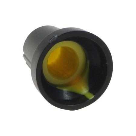 Gałka do potencjometru na oś 6mm - 16x17mm - czarna, żółty znacznik