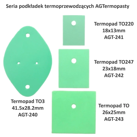 Podkładka termoprzewodząca Thermopad TO220 18x13x0.3mm, 1.5W/mK - AGTermoPasty AGT-241