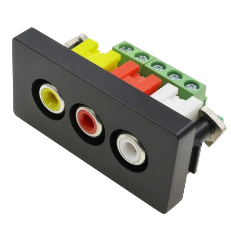 Moduł 1/2 - 3 gniazda RCA Audio&Video - czarny - kompatybilny z ramkami Tawoia Glass