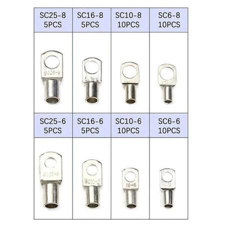 Zakończenia kablowe oczkowe, zestaw 60 sztuk, E6215