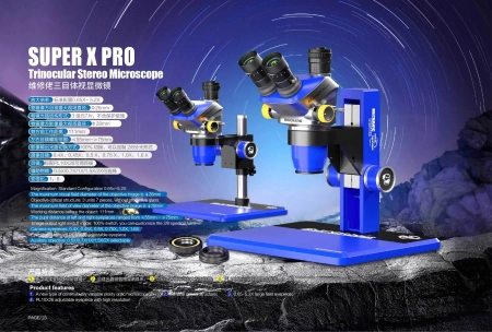 Mikroskop trzy-okularowy stereo SUPER X PRO-B11 Mechanic