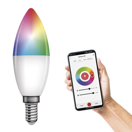 Żarówka LED E14 bańka, 4,8 W, 470 lm, RGB, ściemnialna, Wi-Fi, EMOS ZQW322R