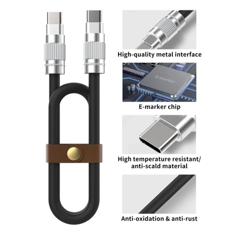 Kabel USB C-C PREMIUM 1.2m, szybkie ładowanie 250W, FNIRSI C2C PDCharging cable