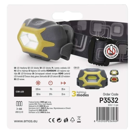 Latarka czołowa LED, 3 W, dioda COB, EMOS P3532