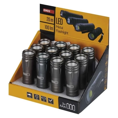 Latarka ręczna LED, 3 W, 100 lm, dioda COB, obudowa metalowa, EMOS P4705