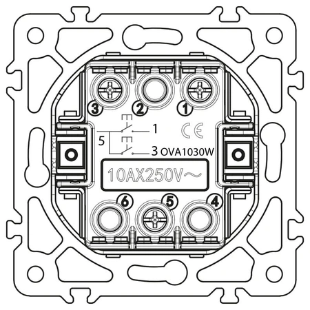 Włącznik żaluzjowy, okrągły, biały, podtynkowy, moduł bez ramki, 10 A, OVAL