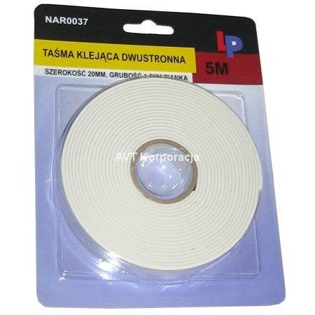 Taśma klejąca dwustronna 20mm, pianka 5m (TAŚMA KLEJ)