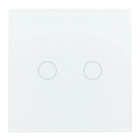 Włącznik dotykowy szklany podwójny 600W - biały - Tawoia Glass