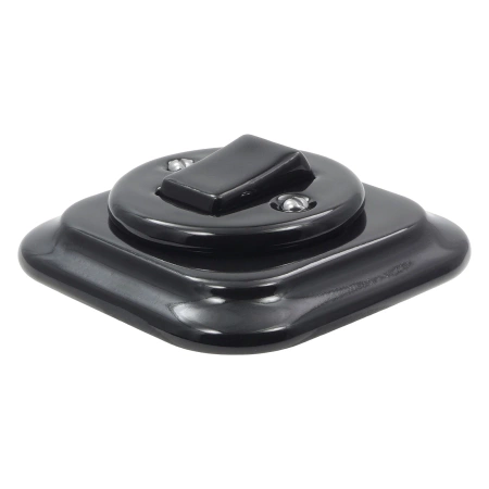 Włącznik światła pojedynczy dwubiegunowy ceramiczny, kwadratowy z ramką, podtynkowy czarny Ceramic Loft