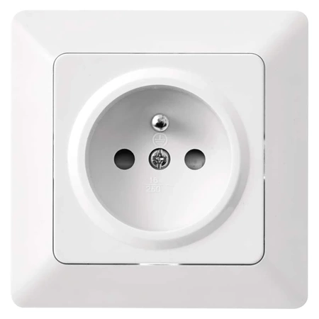 Gniazdo elektryczne z uziemieniem, montaż podtynkowy, kolor biały, EMOS A6001.0